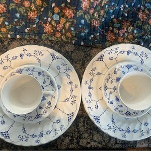 Classic Blue and White Dinnerware Set for two